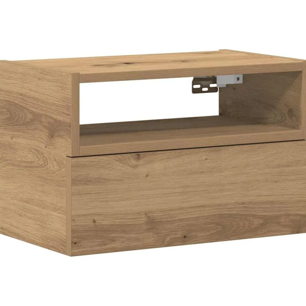 Nachtkastje wandgemonteerd 45x26x28,5 cm artisanaal eikenkleur>vidaXL New