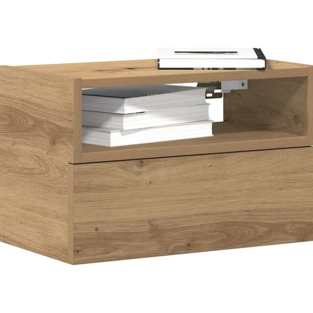 Nachtkastje wandgemonteerd 45x26x28,5 cm artisanaal eikenkleur>vidaXL New