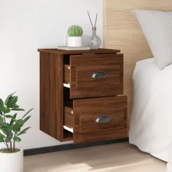 Tafels*vidaXL Nachtkastje wandgemonteerd 41,5x36x53 cm bruin eikenkleur