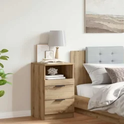 Tafels*vidaXL Nachtkastje 40x36x65 cm bewerkt hout artisanaal eikenkleurig