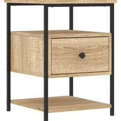 Tafels*vidaXL Nachtkastje 40x42x56 cm bewerkt hout kleurig Sonoma eiken