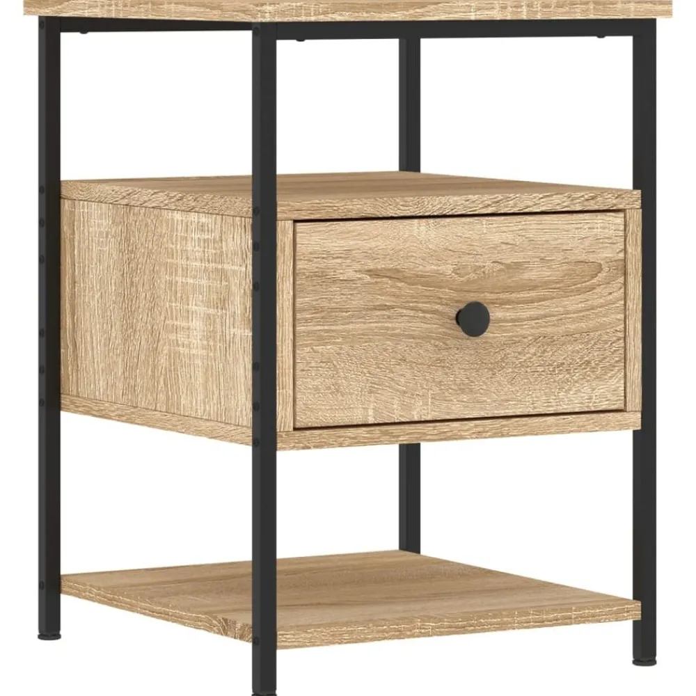 Tafels*vidaXL Nachtkastje 40x42x56 cm bewerkt hout kleurig Sonoma eiken