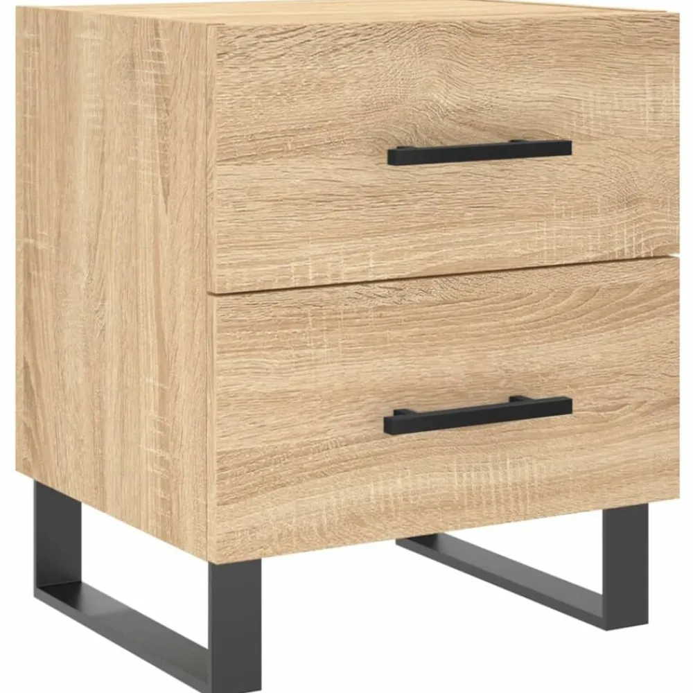 Tafels*vidaXL Nachtkastje 40x35x47,5 cm bewerkt hout kleurig Sonoma eiken