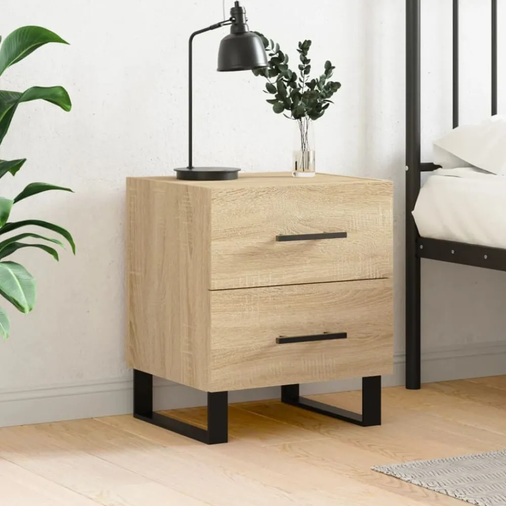 Tafels*vidaXL Nachtkastje 40x35x47,5 cm bewerkt hout kleurig Sonoma eiken