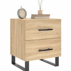 Tafels*vidaXL Nachtkastje 40x35x47,5 cm bewerkt hout kleurig Sonoma eiken