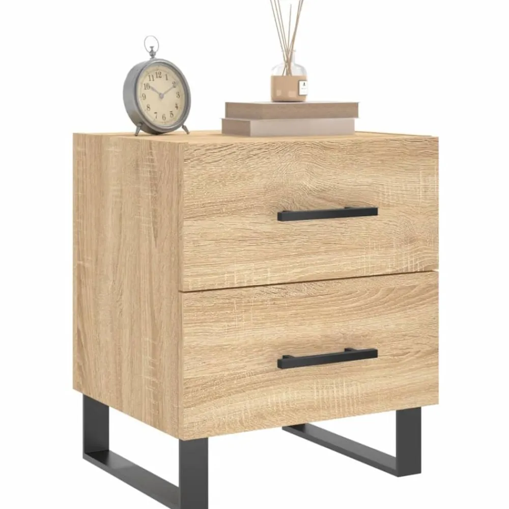 Tafels*vidaXL Nachtkastje 40x35x47,5 cm bewerkt hout kleurig Sonoma eiken