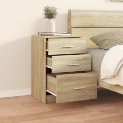 Tafels*vidaXL Nachtkastje 40x40x63 cm bewerkt hout kleurig Sonoma eiken