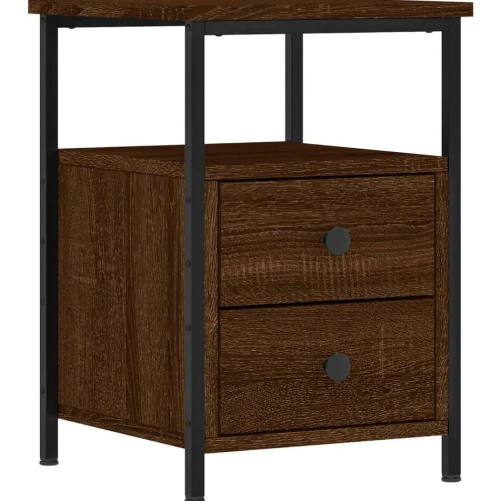 Tafels*vidaXL Nachtkastje 34x35,5x50 cm bewerkt hout bruin eikenkleur
