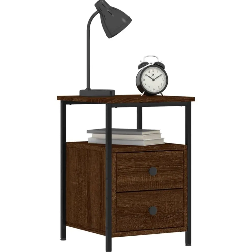 Tafels*vidaXL Nachtkastje 34x35,5x50 cm bewerkt hout bruin eikenkleur