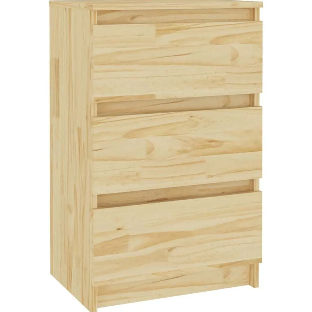Tafels*vidaXL Nachtkastje 40x29,5x64 cm massief grenenhout Naturel