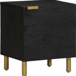 Tafels*vidaXL Nachtkastje 40x33x46 cm massief mangohout zwart