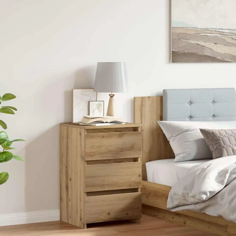 Tafels*vidaXL Nachtkastje 40x35x62,5 cm bewerkt hout artisanaal eikenkleur artisanaal eikenkleurig