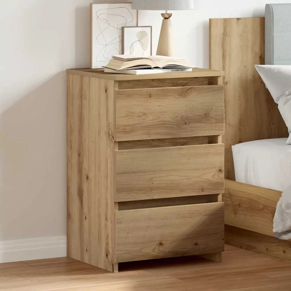 Tafels*vidaXL Nachtkastje 40x35x62,5 cm bewerkt hout artisanaal eikenkleur artisanaal eikenkleurig