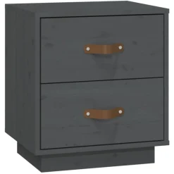 Tafels*vidaXL Nachtkastje 40x34x45 cm massief grenenhout Grijs