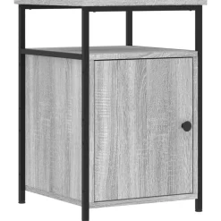 Tafels*vidaXL Nachtkastje 40x42x60 cm bewerkt hout eikenkleurig Grijs sonoma