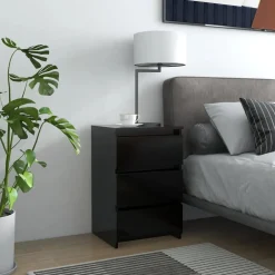 Tafels*vidaXL Nachtkastje 40x35x62,5 cm bewerkt hout Zwart