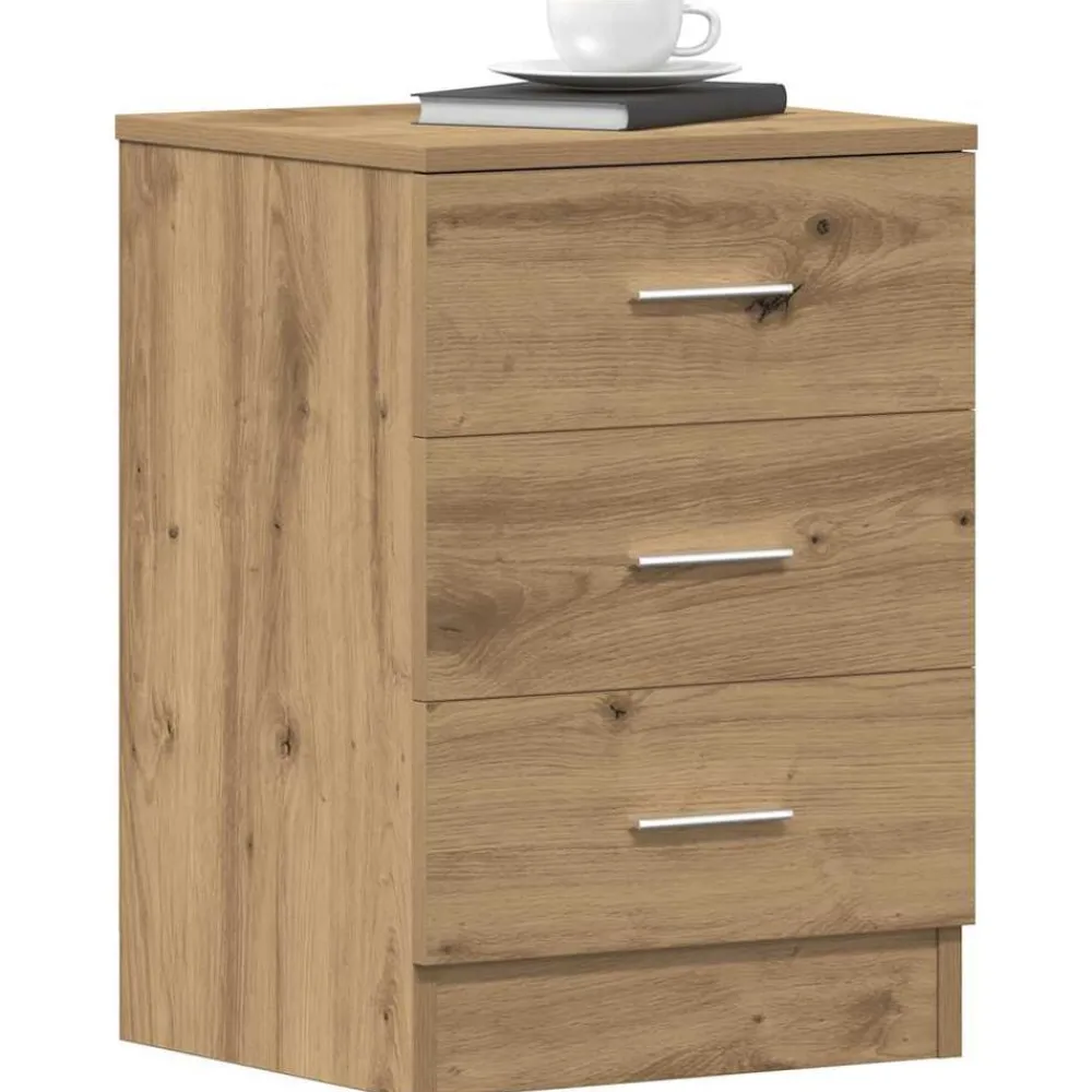 Nachtkastje 38x35x55 cm bewerkt hout artisanaal eikenkleur>vidaXL Sale