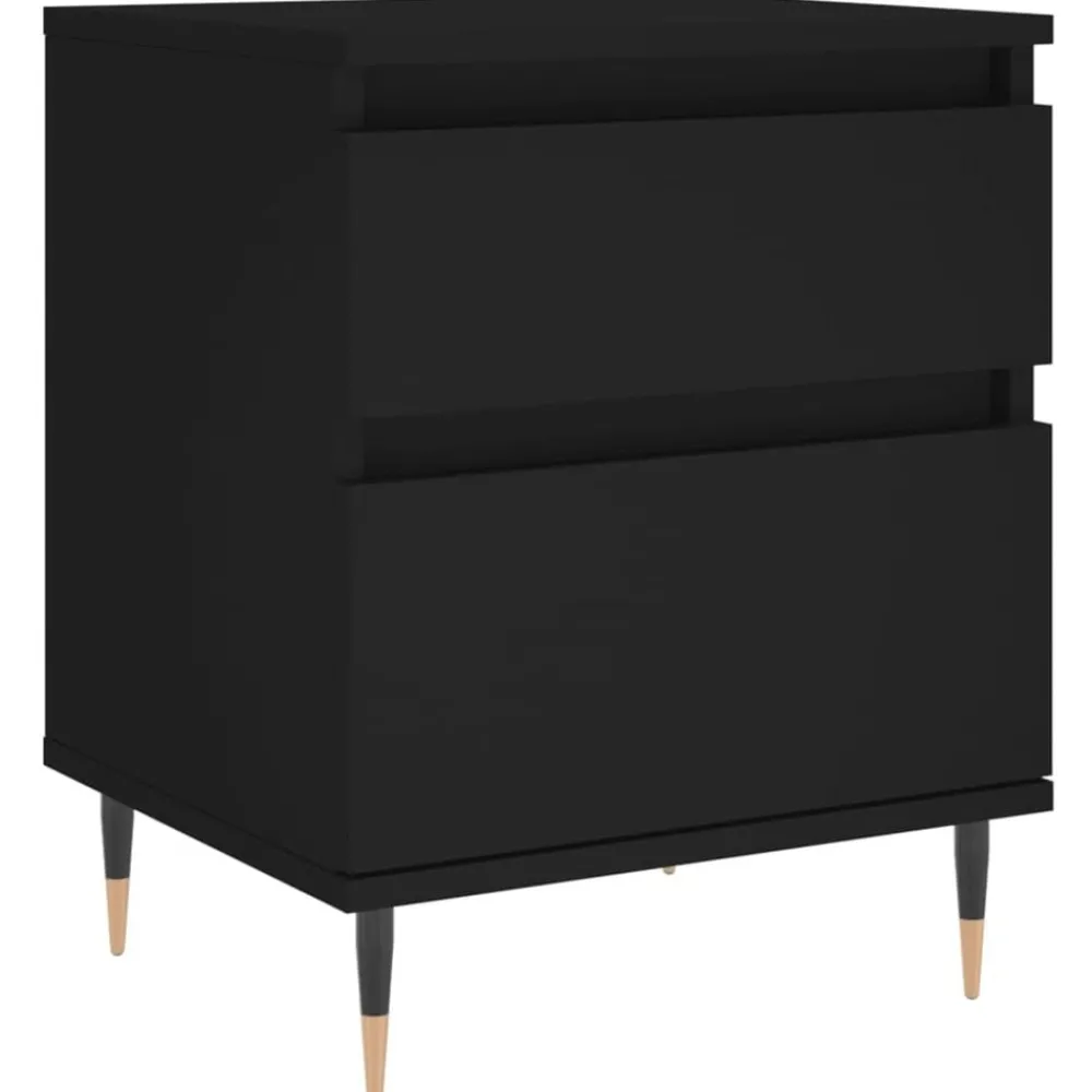 Tafels*vidaXL Nachtkastje 40x35x50 cm bewerkt hout Zwart