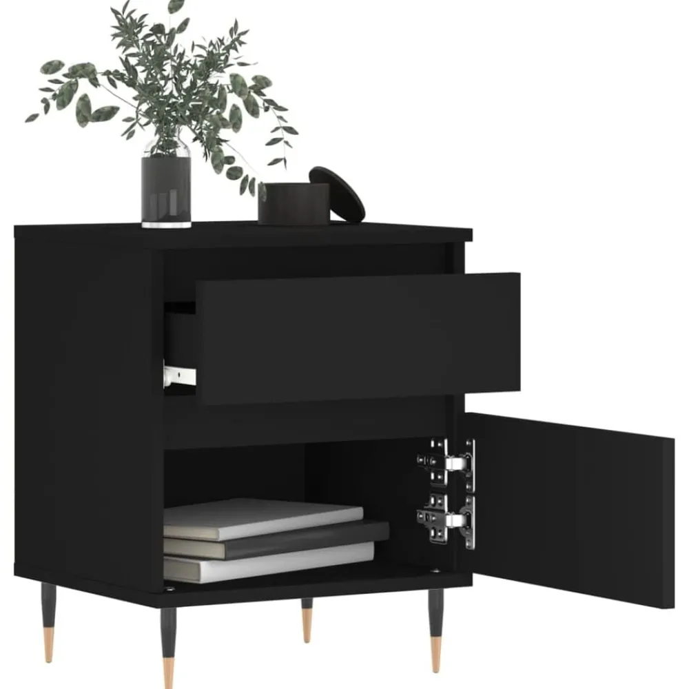 Tafels*vidaXL Nachtkastje 40x35x50 cm bewerkt hout Zwart