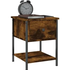 Tafels*vidaXL Nachtkastje 34x35,5x45 cm bewerkt hout kleurig Gerookt eiken