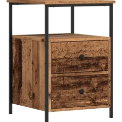 Tafels*vidaXL Nachtkastje 34x35,5x50 cm bewerkt hout kleurig Oud hout