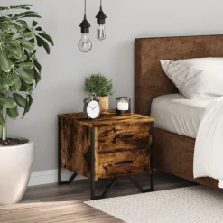 Nachtkastje 40x41x40 cm bewerkt hout kleurig><noscript><img width=
