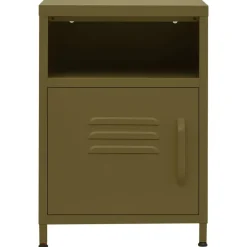 Tafels*vidaXL Nachtkastje 35x35x51 cm staal Olijfgroen