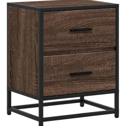 Tafels*vidaXL Nachtkastje 40x31x50 cm bewerkt hout ig bruin eikenkleur