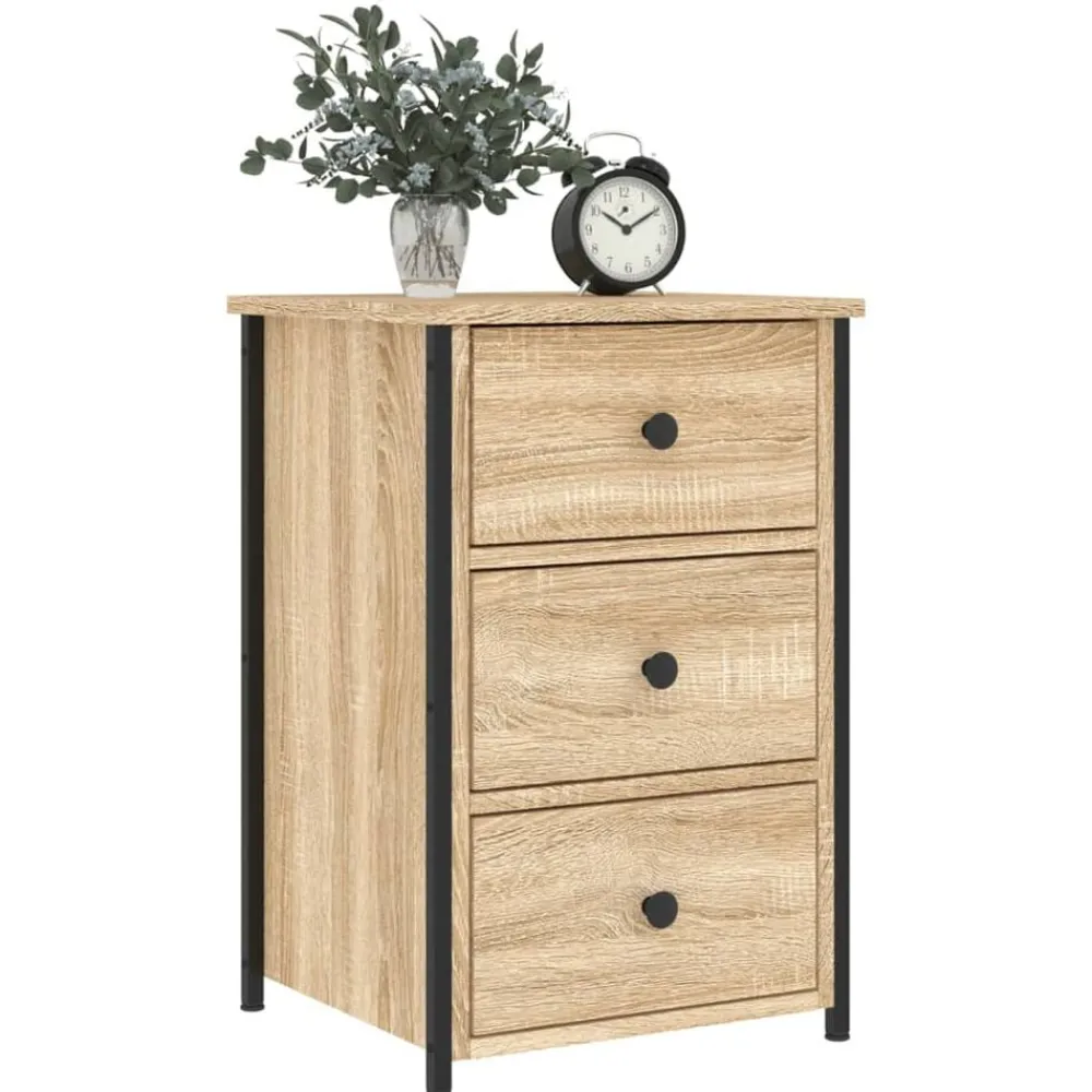 Tafels*vidaXL Nachtkastje 40x36x60 cm bewerkt hout kleurig Sonoma eiken