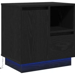Tafels*vidaXL Nachtkastje 50 x 34,5 x 50 cm. Bewerkt hout Zwart eiken