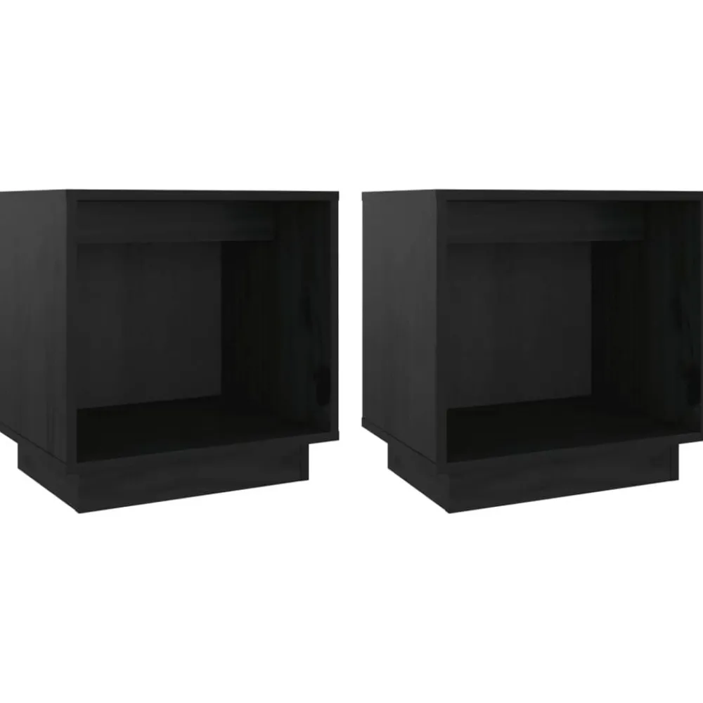 Tafels*vidaXL Nachtkastjes 2 st 40x30x40 cm massief grenenhout Zwart