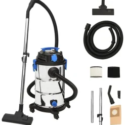 Huishoudelijke Apparaten*vidaXL Nat- en droogzuiger 1200 W 30 L zilverkleurig