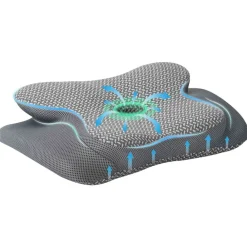 Linnengoed*vidaXL Nek kussen Traagschuim 58 x 38 x 12 cm Grijs