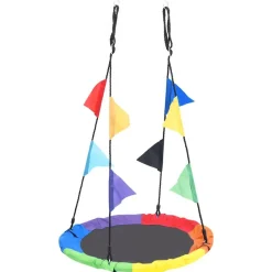 Buitenspeelgoed*vidaXL Nestschommel met vlaggetjes 100 cm regenboogkleurig
