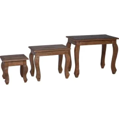 Nesttafel 3 pcs Bruin Massief mahoniehout>vidaXL Outlet