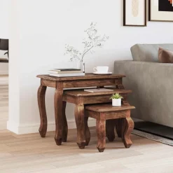 Nesttafel 3 pcs Bruin Massief mahoniehout><noscript><img width=