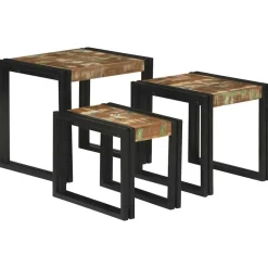 Nesttafel 3 pcs Massief hergebruikt Hout en Metaal>vidaXL Sale