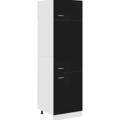 Kasten & Opbergmeubelen*vidaXL Ombouwkast voor koelkast Lyon 60x57x207 cm bewerkt hout Zwart