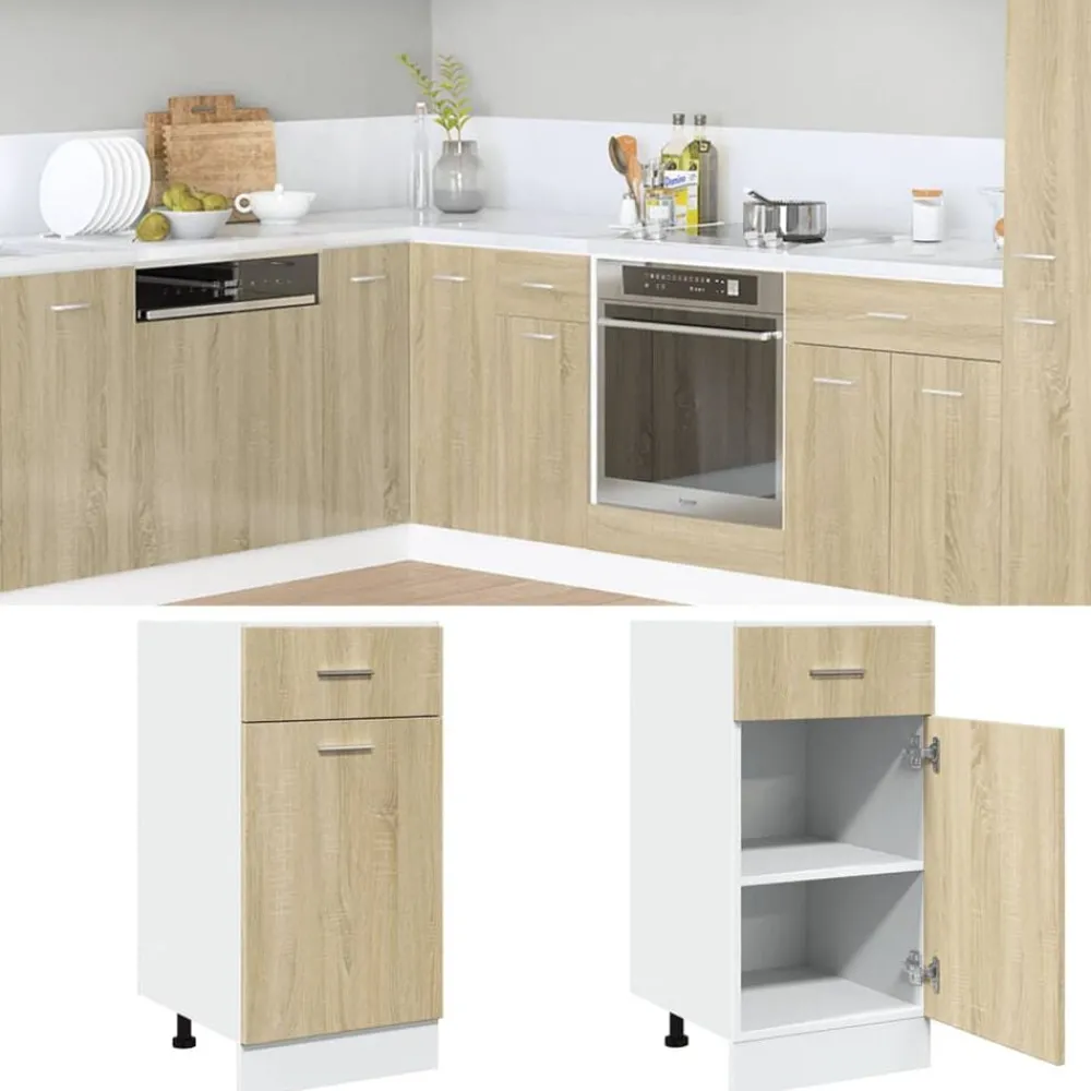 Kasten & Opbergmeubelen*vidaXL Onderkast met lade Lyon 40x46x81,5 cm bewerkt hout kleurig Sonoma eiken