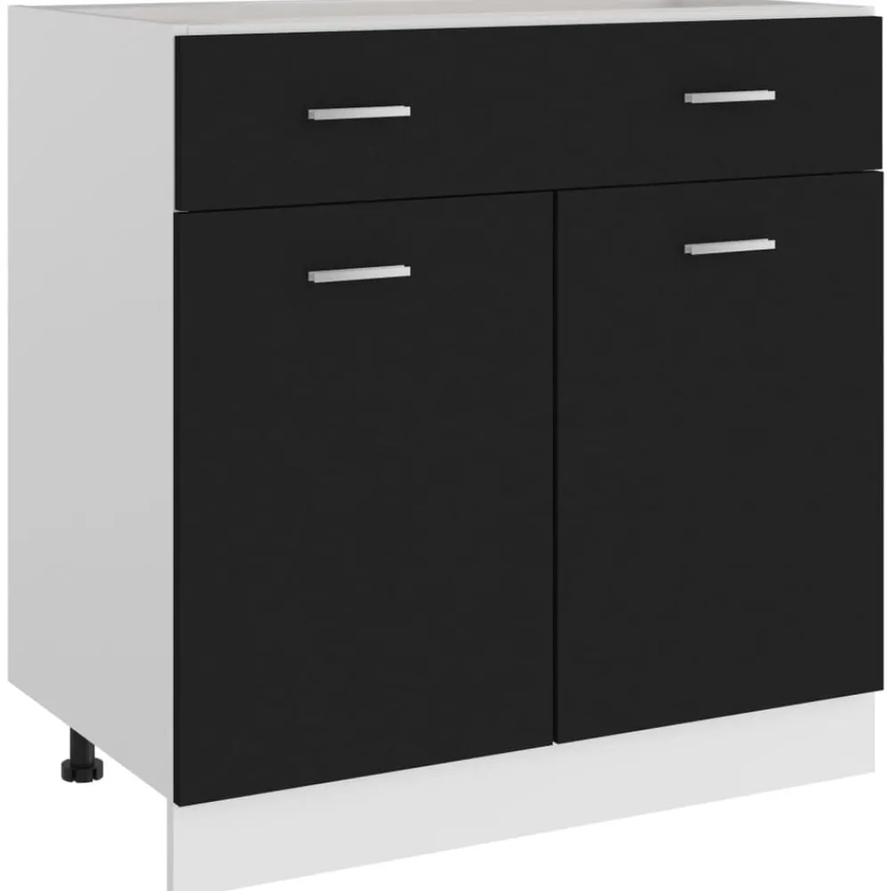 Kasten & Opbergmeubelen*vidaXL Onderkast met lade Lyon 80x46x81,5 cm bewerkt hout Zwart
