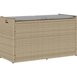 Opbergbank met kussen voor buiten 100 cm poly rattan beige>vidaXL Clearance