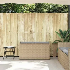 Opbergbank met kussen voor buiten 100 cm poly rattan beige><noscript><img width=