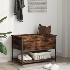 Opbergbankje 70x42,5x47 cm bewerkt hout kleurig><noscript><img width=