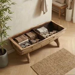 Bankjes*vidaXL Opbergbankje 103x51x44 cm massief hout en stof