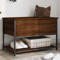 Bankjes*vidaXL Opbergbankje 70x42,5x47 cm bewerkt hout bruin eikenkleur