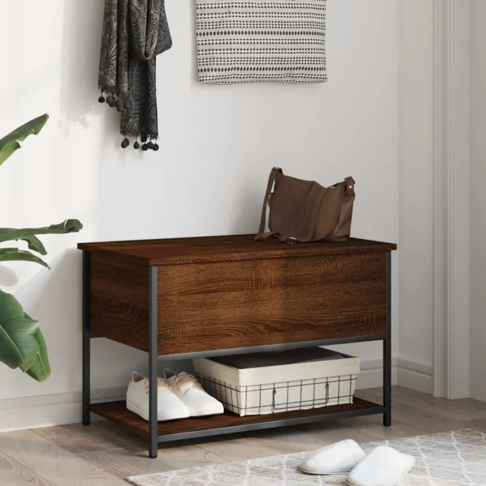 Bankjes*vidaXL Opbergbankje 70x42,5x47 cm bewerkt hout bruin eikenkleur