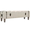 Bankjes*vidaXL Opbergbankje 111x34x37 cm massief hout en staal