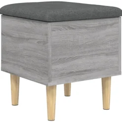 Bankjes*vidaXL Opbergbankje 42x42x46 cm bewerkt hout eikenkleurig Grijs sonoma