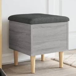 Bankjes*vidaXL Opbergbankje 42x42x46 cm bewerkt hout eikenkleurig Grijs sonoma