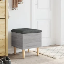 Bankjes*vidaXL Opbergbankje 42x42x46 cm bewerkt hout eikenkleurig Grijs sonoma